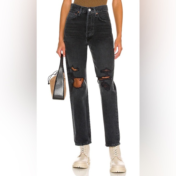 AGOLDE 90s Jean Distressed Black CUT# 57509STYLE#A069C-1157